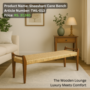 Handcrafted Sheesham Wood & Cane Daybed/Bench